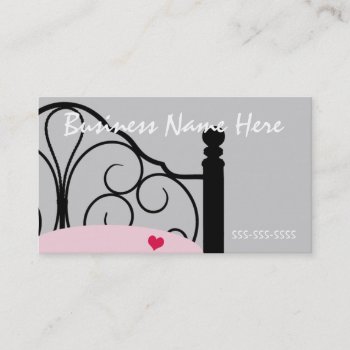 Stylish Gray And Pink Ornate Bed Business Card by camcguire at Zazzle