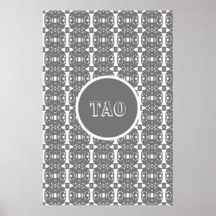 Stylish Gray and White Abstract Geometric Shape Poster