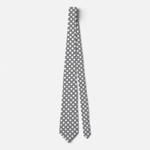 Stylish Gray and White Polka Dot Neck Tie
