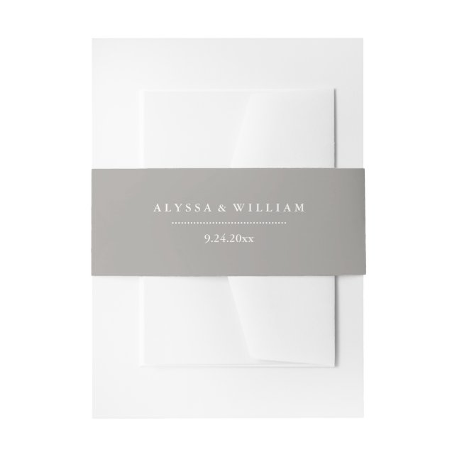 Stylish Gray and White Wedding Invitation Belly Band (Front Example)