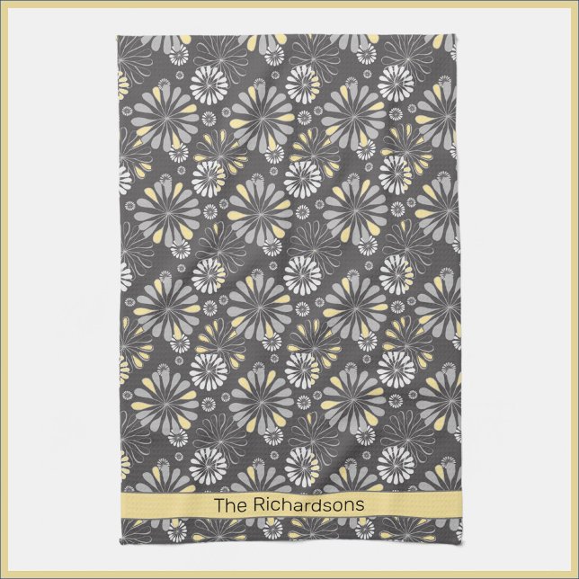 Stylish Gray and Yellow Floral Kitchen Towel (Creator Uploaded)