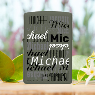 Stylish Gray Black Names Modern Cool Zippo Lighter