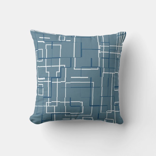 Stylish Gray Blue Pattern Throw Pillow (Front)