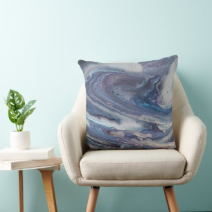 Stylish Gray, Blue, Purple Abstract Design Throw Pillow