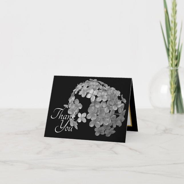 Stylish Gray Botanical Flowers Floral Thank You Card (Front)