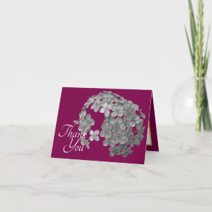 Stylish Gray Botanical Flowers Floral Thank You Card