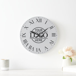 Stylish Gray Branded Company Business Logo Custom Large Clock