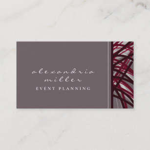 Stylish Gray & Burgundy Abstract Ribbons Business Card