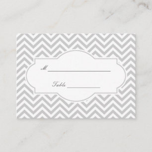 Stylish Gray Chevron Stripes Wedding Place Card