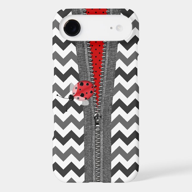 Stylish Gray Chevron Zipper & Ladybug Case-Mate Samsung Galaxy Case (Back)