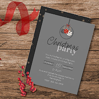 Stylish Gray Christmas Party Invitation