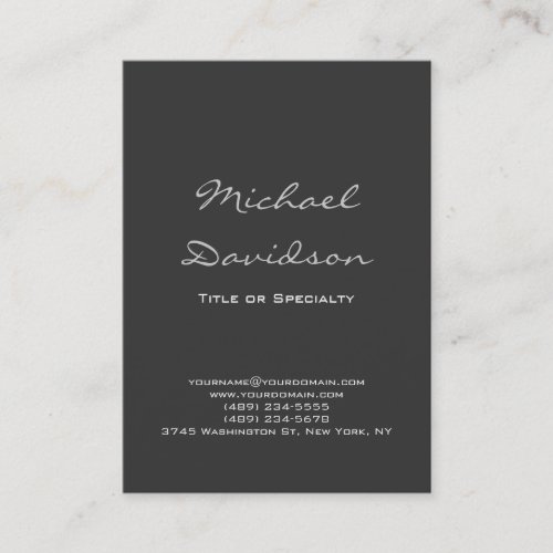 Stylish Gray Classical Script Business Card