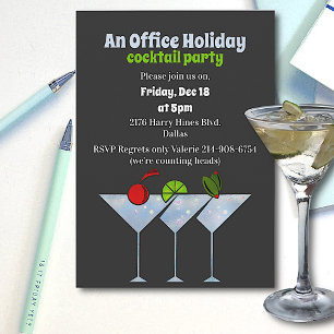 Stylish Gray Cocktails Christmas Party Invitation