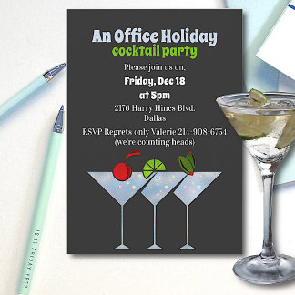 Stylish Gray Cocktails Christmas Party Invitation