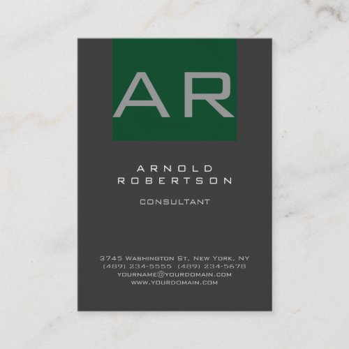 Stylish Gray Green Trendy Monogram Business Card