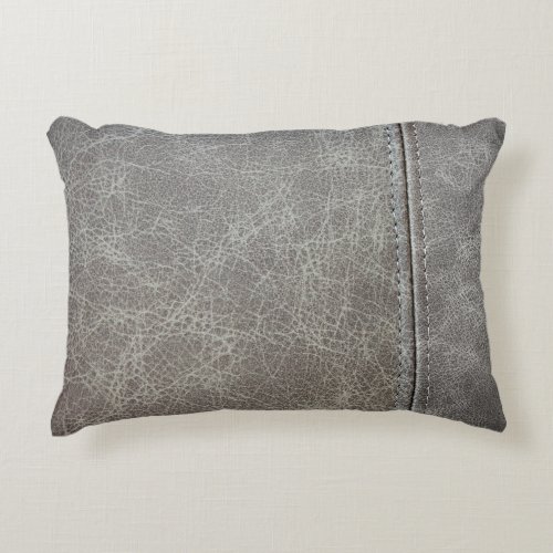 Stylish Gray Leather Look Accent Pillow