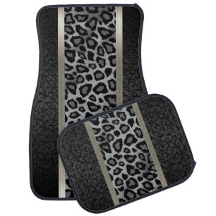 Stylish Gray Leopard Animal Print Pattern Damask Car Floor Mat