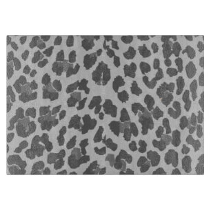 Stylish Gray Leopard Print Glass Cutting Board
