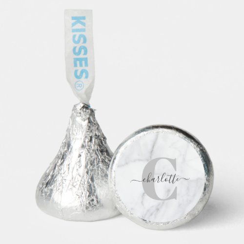 Stylish Gray Marble Personalized Monogrammed    Hersheys Kisses