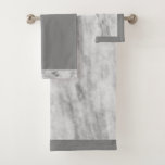 Stylish Gray Marble Print Bath Towel Set at Zazzle