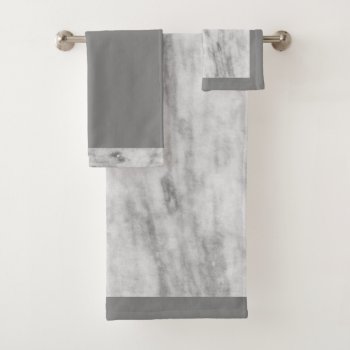 Stylish Gray Marble Print Bath Towel Set by InTrendPatterns at Zazzle