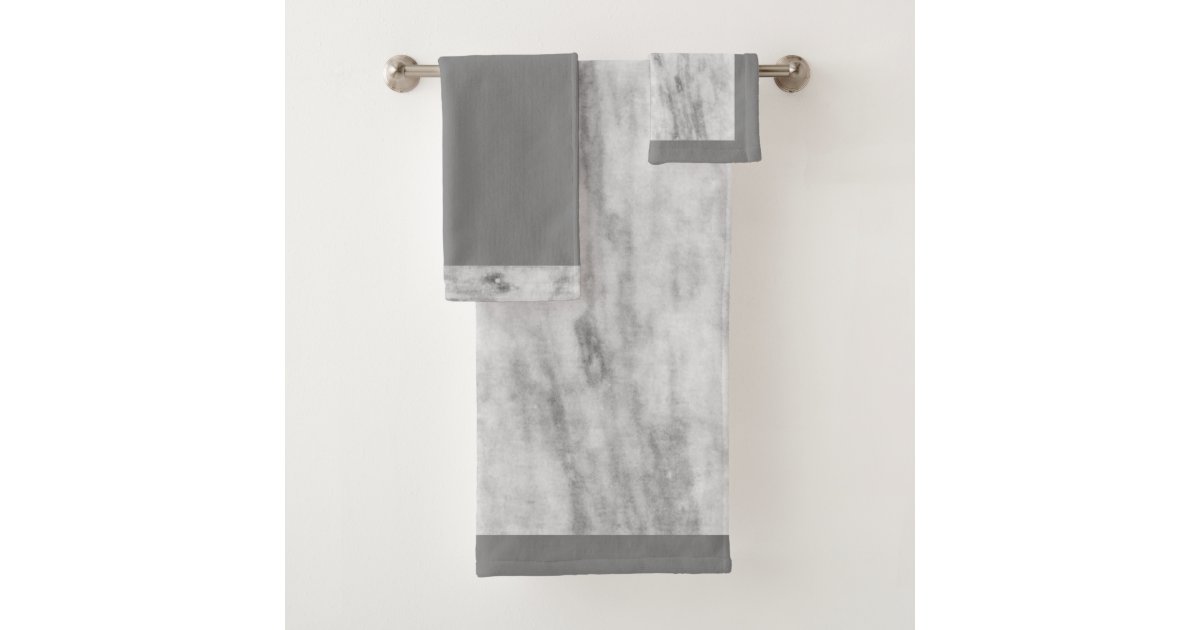 Stylish Gray Marble Print Bath Towel Set Zazzle