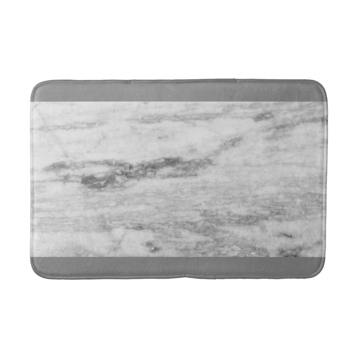 Stylish Gray Marble Print Bathroom Mat Zazzle