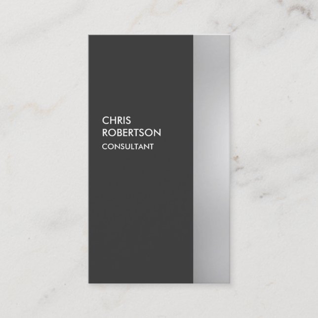 Stylish Gray Modern Vertical Business Card (Front)