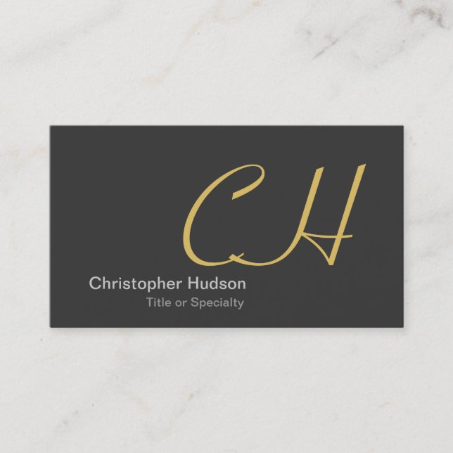 Stylish Gray Monogram Consultant Business Card (Front)