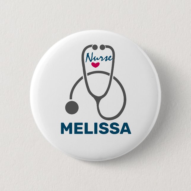 Stylish Gray Nursing Stethoscope Illustration Button (Front)