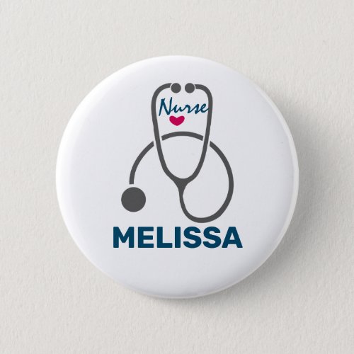 Stylish Gray Nursing Stethoscope Illustration Button