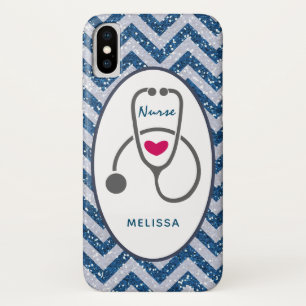 Stylish Gray Nursing Stethoscope Illustration iPhone X Case