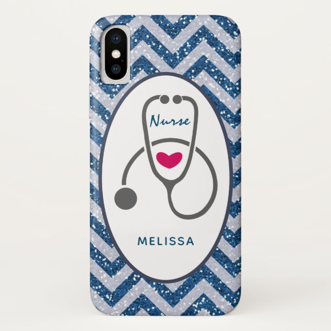Stylish Gray Nursing Stethoscope Illustration Case-Mate iPhone Case (Back)