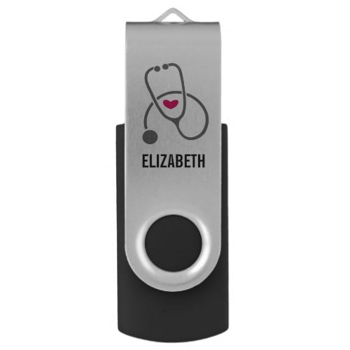 Stylish Gray Nursing Stethoscope Illustration Flash Drive