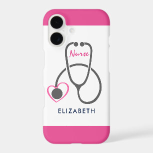 Stylish Gray Nursing Stethoscope Illustration iPhone 17 Case