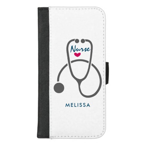 Stylish Gray Nursing Stethoscope Illustration iPhone 87 Plus Wallet Case