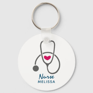 Stylish Gray Nursing Stethoscope Illustration Keychain