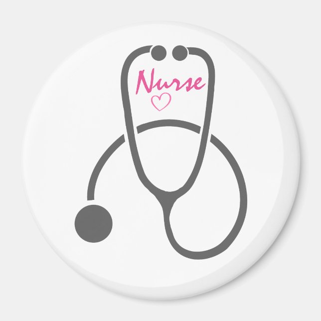 Stylish Gray Nursing Stethoscope Illustration Magnet (Front)