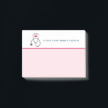 Stylish Gray Nursing Stethoscope Illustration Post-it Notes<br><div class="desc">Personalized sticky notes which say: A note from Nurse <name>. Designed with a simple gray stethoscope illustration with a red heart. Pastel pink background.</name></div>