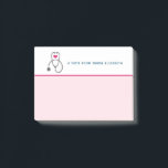 Stylish Gray Nursing Stethoscope Illustration Post-it Notes<br><div class="desc">Personalized sticky notes which say: A note from Nurse <name>. Designed with a simple gray stethoscope illustration with a red heart. Pastel pink background.</name></div>