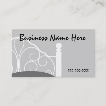 Stylish Gray Ornate Bed Themed Business Card by camcguire at Zazzle