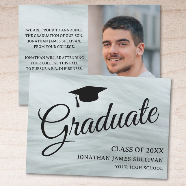Stylish Gray Photo Graduation Announcement (Creator Uploaded)