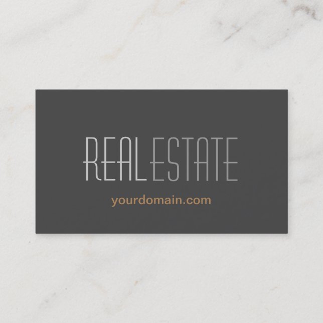 Stylish Gray Real Estate Standard Business Card (Front)