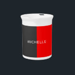 Stylish Gray Red Minimalist Modern Add Name Beverage Pitcher<br><div class="desc">Attractive,  simple,  elegant design. You can change the fonts,  colors,  backgorund with easy to use tool.</div>