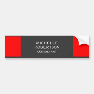 Stylish Gray Red Minimalist Modern Bumper Sticker