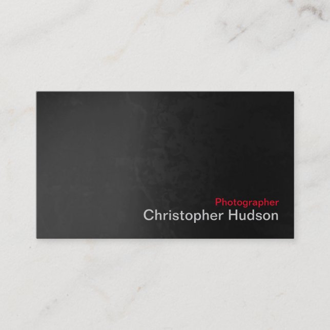 Stylish Gray Red Photography Artist Business Card (Front)