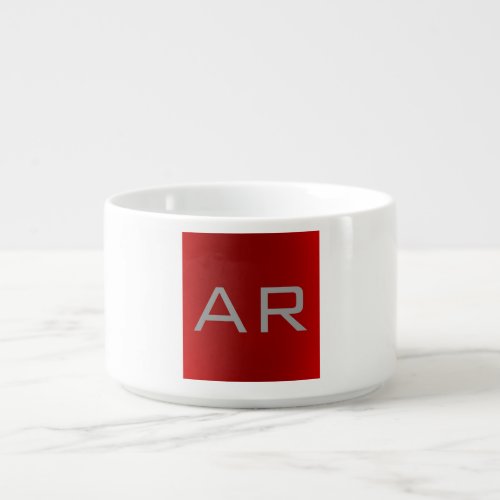Stylish Gray Red Trendy Monogram Bowl