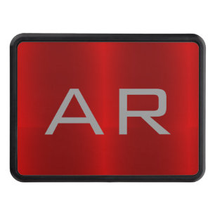 Stylish Gray Red Trendy Monogram Hitch Cover