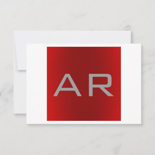 Stylish Gray Red Trendy Monogram Invitation
