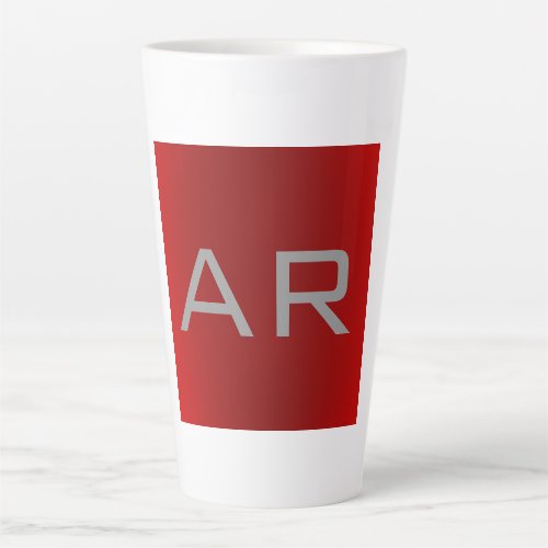 Stylish Gray Red Trendy Monogram Latte Mug